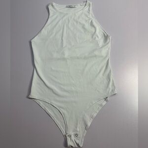 White Sleeveless Bodysuit size Large new double lined